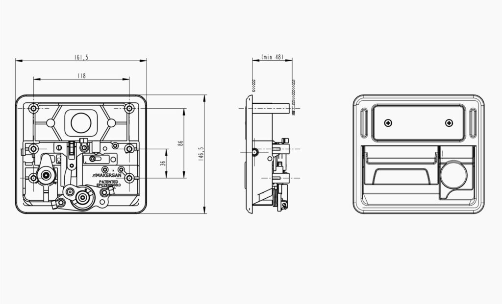 MO 022 Luggage Handle Technical Drawing