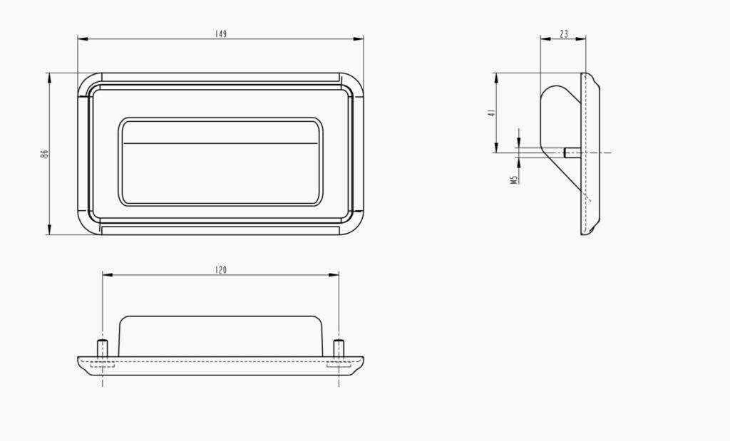 MO 027 Luggage Handle Technical Drawing