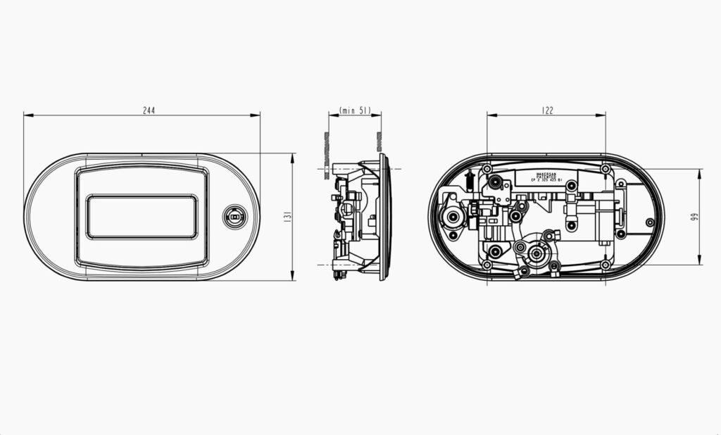 MO 032X Luggage Handle Technical Drawing