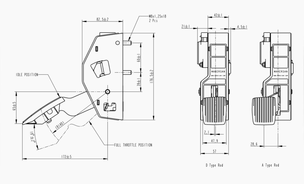 MO 126 Accelerator Pedal Technical Drawing