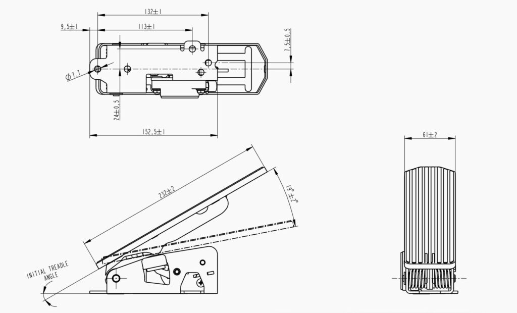 MO 129L Accelerator Pedal Technical Drawing