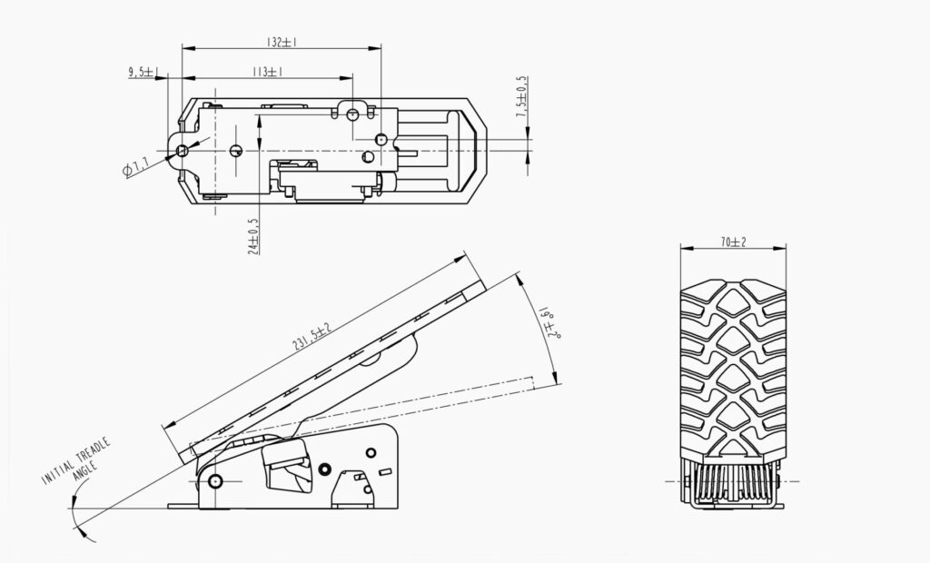 MO 129LW Accelerator Pedal Technical Drawing