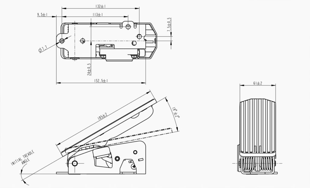 MO 129S Accelerator Pedal Technical Drawing
