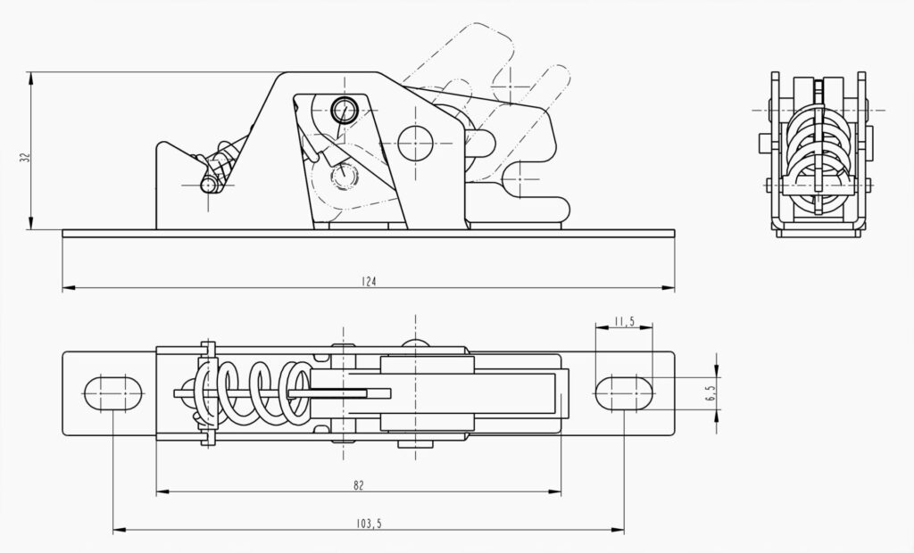 Makersan MO 241 Latch Door Access System Technical Drawing