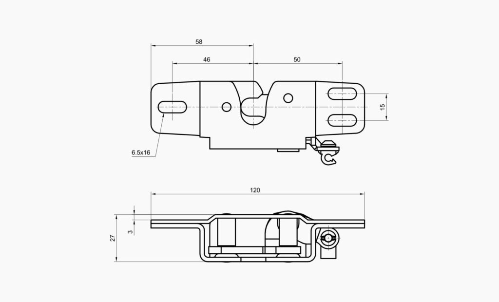 MO 250 Latch Technical Drawing