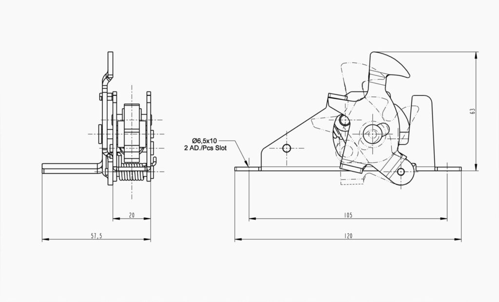 Makersan MO 275 Latch Door Access System Technical Drawing