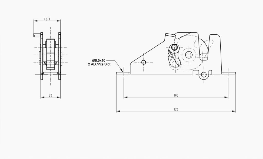 Makersan MO 276 Latch Door Access System Technical Drawing