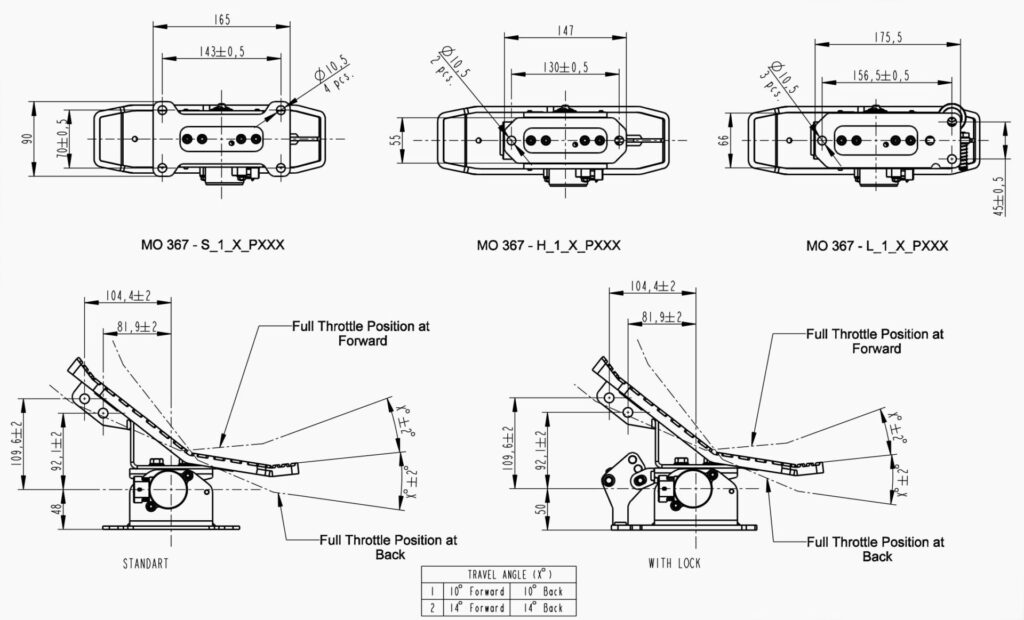 MO 367 Accelerator Pedal Technical Drawing