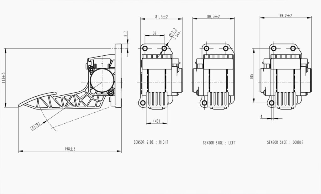 MO 370 Accelerator Pedal Technical Drawing