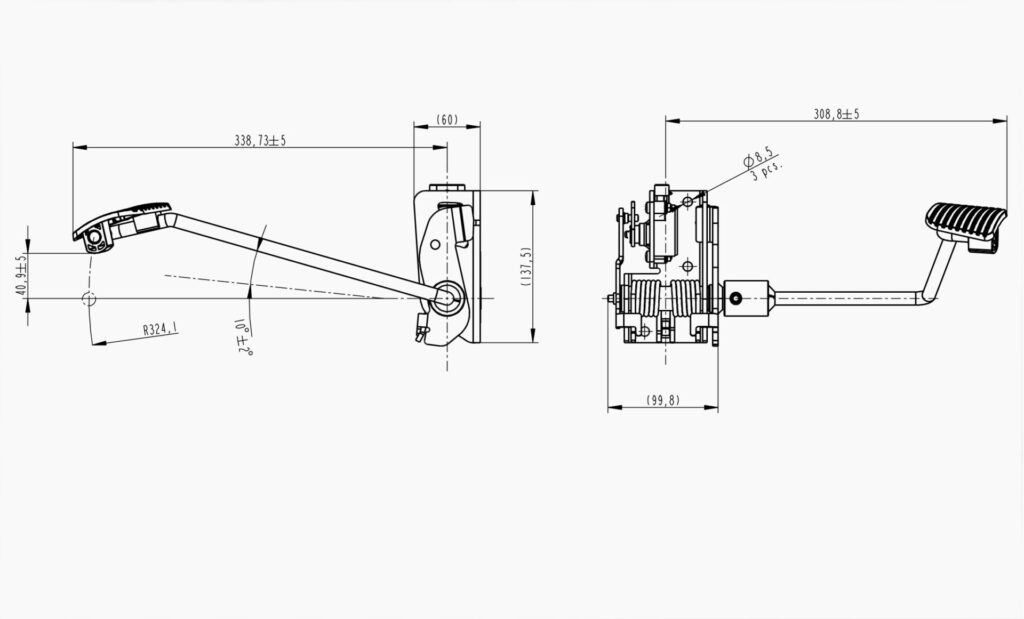 MO 382 Accelerator Pedal Technical Drawing