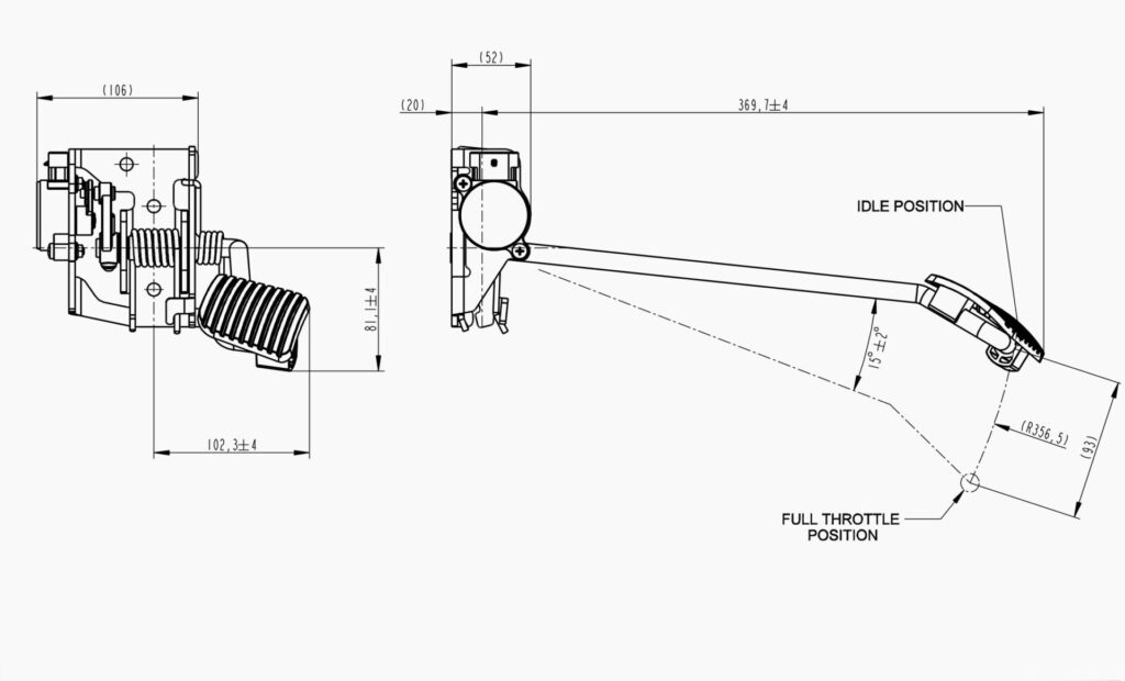 MO 383T Accelerator Pedal Technical Drawing