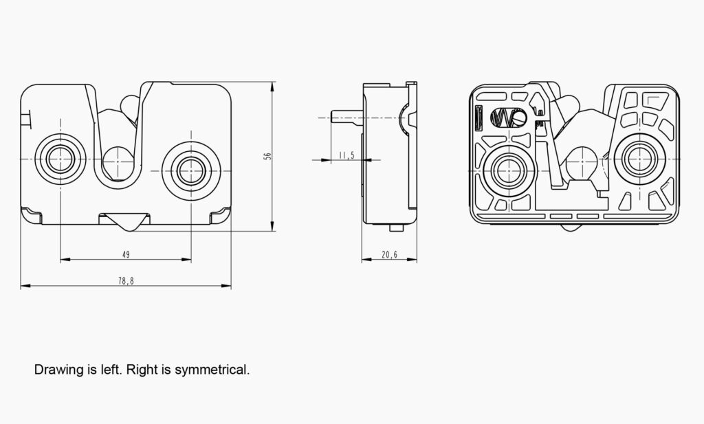 Makersan MO 020 Latch Technical Drawing