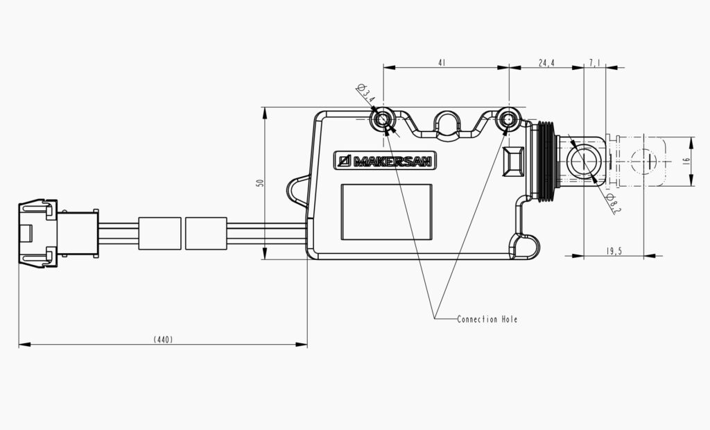 MO 055 Actuator Technical Drawing