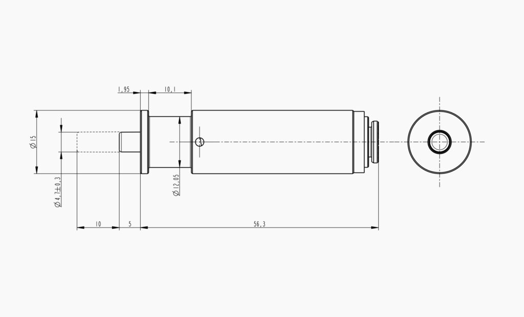 MO 100 Ø12mm Pneumatic Actuator Technical Drawing