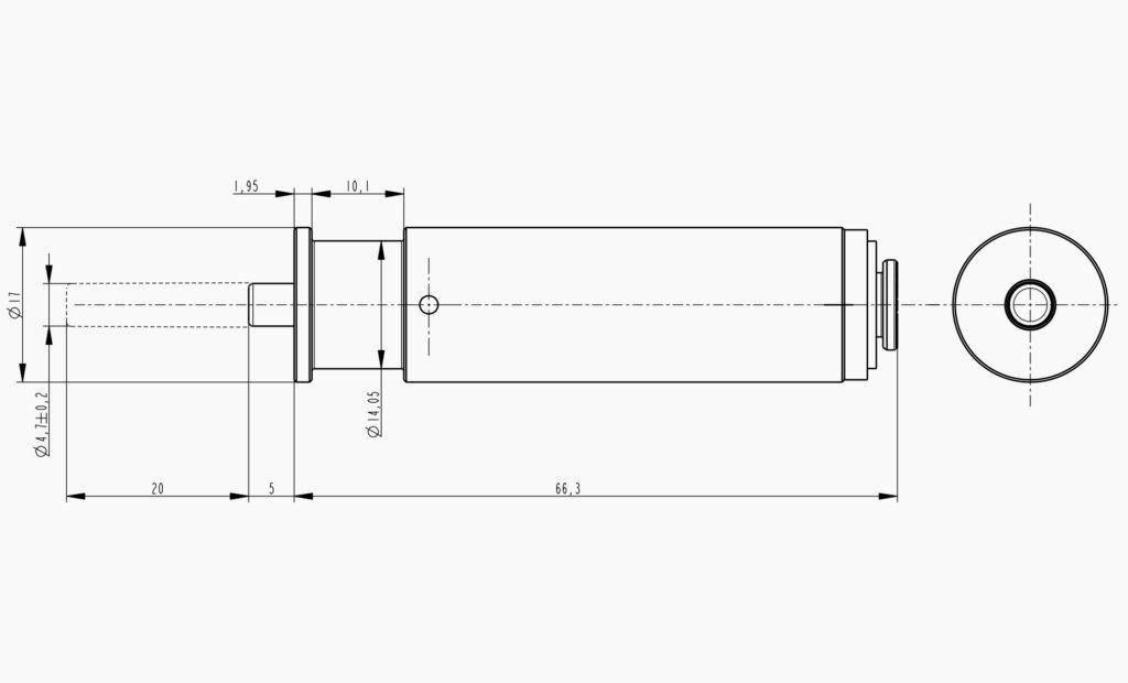 MO 100 Ø14mm Pneumatic Actuator Technical Drawing