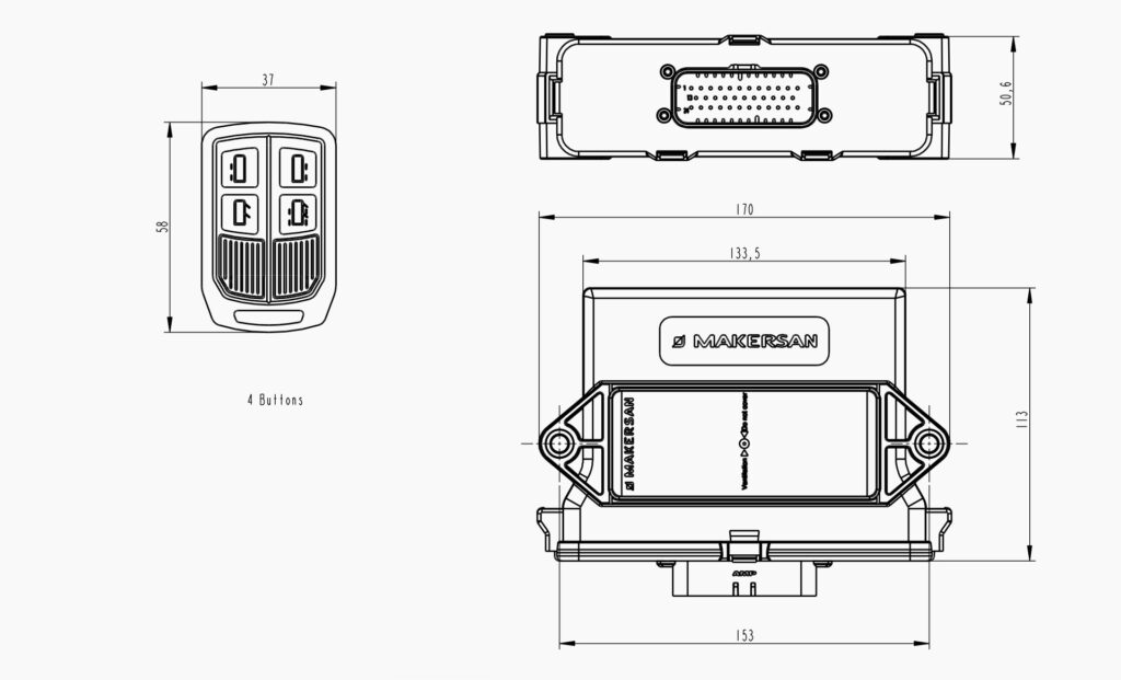 MO 651 H5X Remote Keyless Entry Technical Drawing