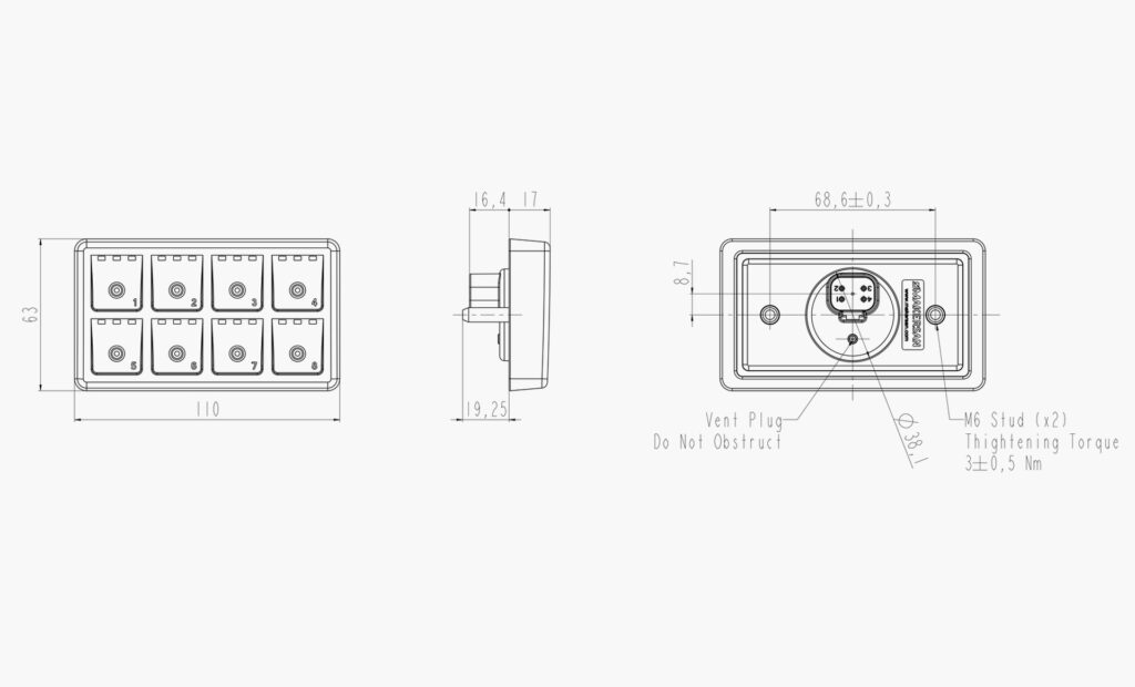 MO 405 H1X Technical Drawing