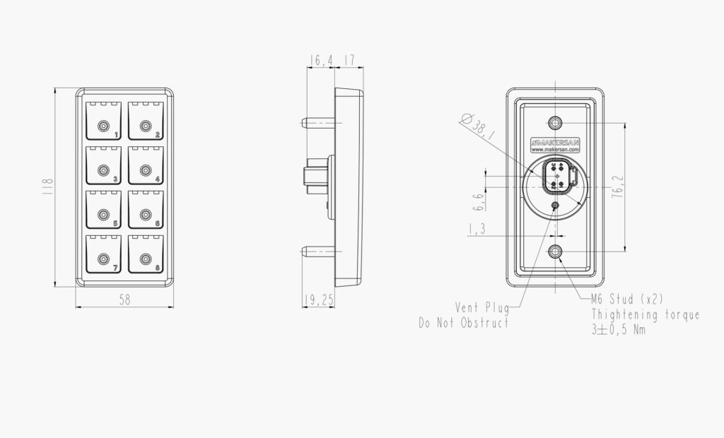 MO 405 H2X Technical Drawing