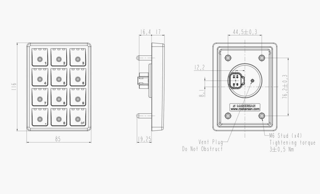 MO 405 H3X Technical Drawing